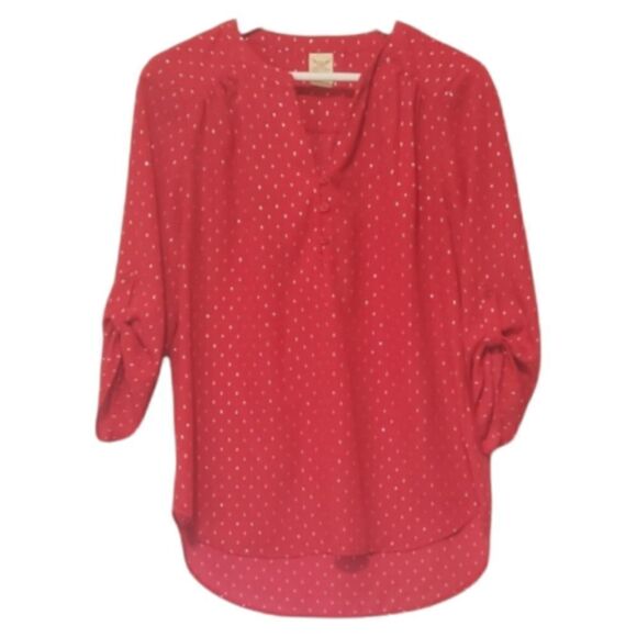 Radiant red blouse with silver detail - Picture 1 of 6